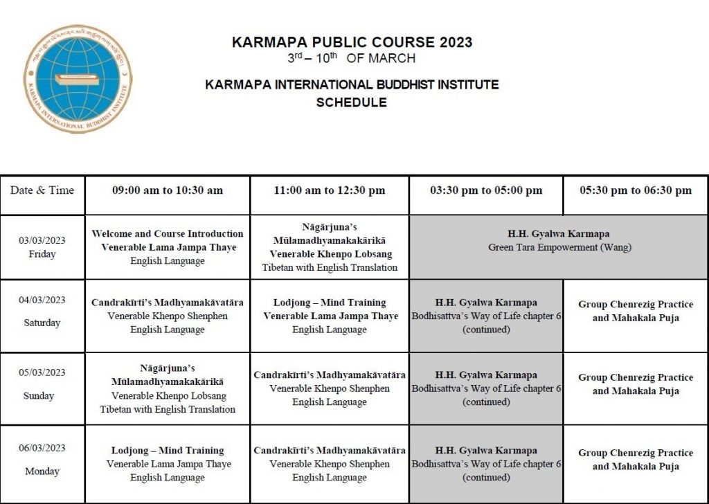 KIBI March Course 2023 schedule